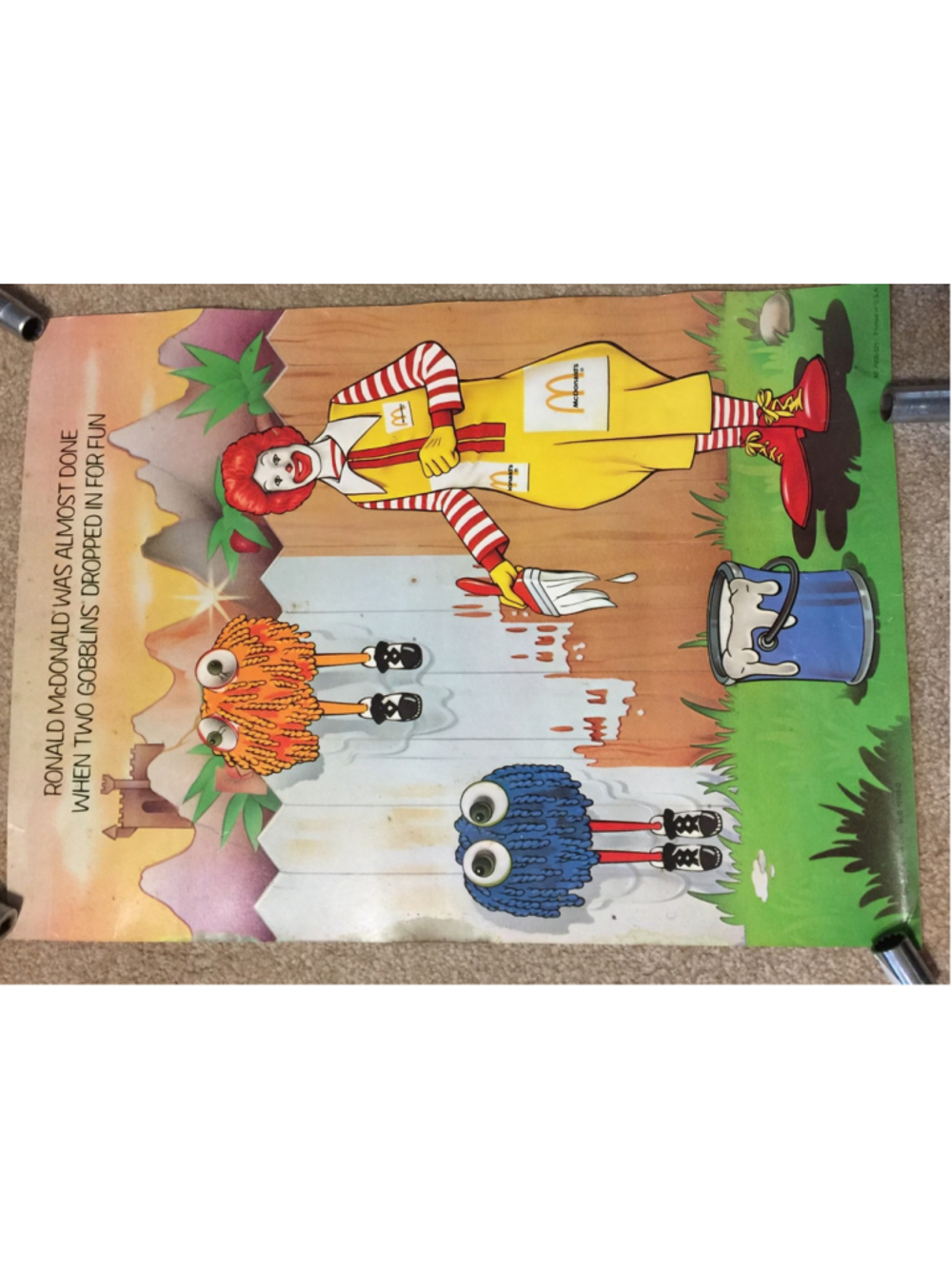 Vintage - 1976 - McDonalds Poster - 22" X 16" - Ronald And Two Gobblins - Picture 3 of 15